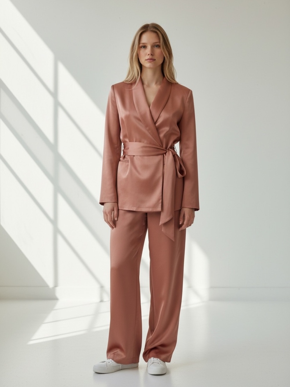 L’AGENCE Dusty Pink Silk Suit Set